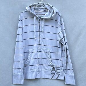 American Eagle Striped Zip Up Sweater